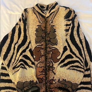 Sugar Street Weavers Animal Print Button-Up Sweater